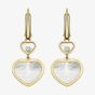 Chopard Happy Hearts 18ct Yellow Gold Mother Of Pearl & 0.10ct Brilliant Cut Diamond Dropper Earrings 837482-0310