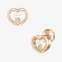 Chopard Happy Diamonds Icons 18ct Rose Gold Diamond Heart Stud Earrings 83A192-5001