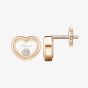 Chopard Happy Diamonds Icons 18ct Rose Gold Diamond Heart Stud Earrings 83A192-5001