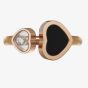 Chopard Happy Hearts 18ct Rose Gold Onyx Diamond Ring 829482-5210 (52)