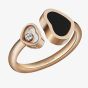 Chopard Happy Hearts 18ct Rose Gold Onyx Diamond Ring 829482-5210 (52)