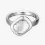 Esprit Silver Offset Faceted Glass Ring ESRG92132A180 56