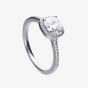 Diamonfire Silver Square Cubic Zirconia Shoulder Set Ring R3626