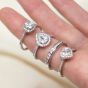 Diamonfire Silver Square Cubic Zirconia Shoulder Set Ring R3626