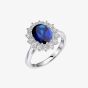 Diamonfire Silver Blue & White Cubic Zirconia Oval Cluster Ring R3663