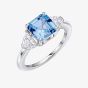 Diamonfire Sterling Silver Square Blue Cubic Zirconia Trilogy Ring R3941