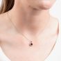 Diamonfire Silver Red Round Cubic Zirconia Halo Pendant Necklace P4625