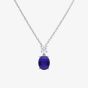 Diamonfire Sterling Silver Oval Blue Cubic Zirconia Drop Necklace P4964