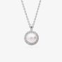 Diamonfire Silver Shell Pearl Cubic Zirconia Halo Pendant Necklace P5537