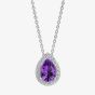 Diamonfire Sterling Silver Purple Cubic Zirconia Teardrop Halo Necklace P5579