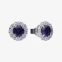 Diamonfire Silver Blue Round Cubic Zirconia Halo Stud Earrings E5598