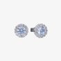 Diamonfire Silver Light Blue Round Cubic Zirconia Halo Stud Earrings E5776