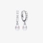 Diamonfire Silver Cubic Zirconia Shell Pearl Hoop Earrings E5898