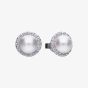 Diamonfire Silver Shell Pearl Cubic Zirconia Halo Stud Earrings E5656