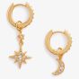 Olivia Burton Gold Tone Moon & Star Huggie Hoop Earrings OBJCLE39
