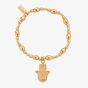 ChloBo Treasures Of Bali Guardians Gaze 18ct Yellow Gold Plated Hamsa Hand Charm Bracelet GBBCOB3507