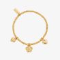 ChloBo Treasures Of Bali Blossoms Of Grace 18ct Yellow Gold Plated Flower & Heart Charm Bracelet GBSB06733511