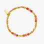 ChloBo Sunset Solstice 18ct Gold Plated, Fire Agate & Rhodochrosite Bracelet GBFARHO