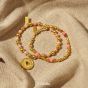 ChloBo Sunset Solstice 18ct Gold Plated, Fire Agate & Rhodochrosite Bracelet GBFARHO