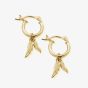 ChloBo Gold Plated Double Feather Hoop Earrings GEH1096