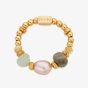 ChloBo Treasures Of Bali Calming Waters 18ct Yellow Gold Plated Multi Stone Beaded Ring GR2AP