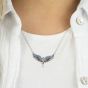 Angel Whisperer Silver & Blue Cubic Zirconia Angel Pendant Necklace ERN-FLYANGEL-ZIBL