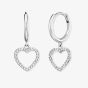 Angel Whisperer Silver Cubic Zirconia Open Heart Hoop Earrings ERE-HEARTSHINY-ZI-CR