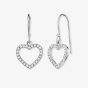 Angel Whisperer Silver Cubic Zirconia Open Heart Dropper Earrings ERE-HEARTSHINY-ZI-H