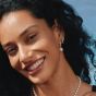Ania Haie Luna Gaze Silver Shell Pearl Dangling Twisted Huggie Earrings E075-14H
