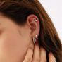 Ania Haie Starlit Drops Silver Shell Pearl & Cubic Zirconia Huggie Hoop Earrings E074-05H