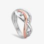 Clogau Swallow Falls 9ct Rose Gold Sterling Silver Topaz Swirl Ring 3SCTWIR
