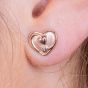 Clogau 9ct Rose Gold Tree Of Life Diamond Heart Stud Earrings TLDSE