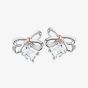 Clogau Silver 9ct Rose Gold Cubic Zirconia Christmas Bow Earrings 3SCGS0715