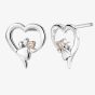 Clogau Ladies Sterling Silver Paw Print Heart Topaz Stud Earrings 3SPMH854