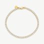 D.Louise Yellow Gold Tone Plated Stainless Steel Cubic Zirconia Tennis Bracelet GB-043