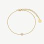 D.Louise Yellow Gold Tone Plated Stainless Steel Bridesmaid Dainty Pearl Bracelet SKB-15