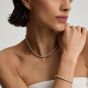 D.Louise Yellow Gold Tone Plated Stainless Steel Cubic Zirconia Tennis Necklace THN-36