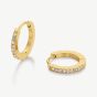 D.Louise Yellow Gold Tone Plated Stainless Steel Tennis Huggie Hoop Earrings THE-035