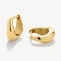 D.Louise Yellow Gold Tone Plated Stainless Steel Wave Huggie Hoop Earrings THE-061