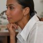 D.Louise Yellow Gold Tone Plated Stainless Steel Curved Mini Hoop Earrings GE-109