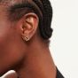 D.Louise Yellow Gold Tone Plated Stainless Steel Pave Clover Stud Earrings SKE-043