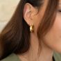 D.Louise Yellow Gold Tone Plated Stainless Steel Bamboo Huggie Hoop Earrings SKE-26