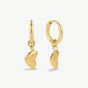 D.Louise Yellow Gold Tone Plated Stainless Steel Bubble Heart Pendant Hoop Earrings NAE-18