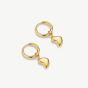 D.Louise Yellow Gold Tone Plated Stainless Steel Bubble Heart Pendant Hoop Earrings NAE-18