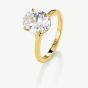D.Louise Yellow Gold Tone Plated Stainless Steel Crystal Solitaire Ring YBR-011