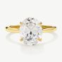 D.Louise Yellow Gold Tone Plated Stainless Steel Crystal Solitaire Ring YBR-011