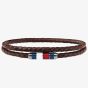Tommy Hilfiger Stainless Steel Enamel Double Brown Leather Bracelet 2790055