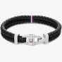 Tommy Hilfiger Carabiner Black Leather Two-Row Bracelet 2790361