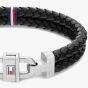 Tommy Hilfiger Carabiner Black Leather Two-Row Bracelet 2790361