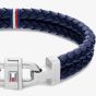 Tommy Hilfiger Carabiner Navy Leather Two-Row Bracelet 2790362